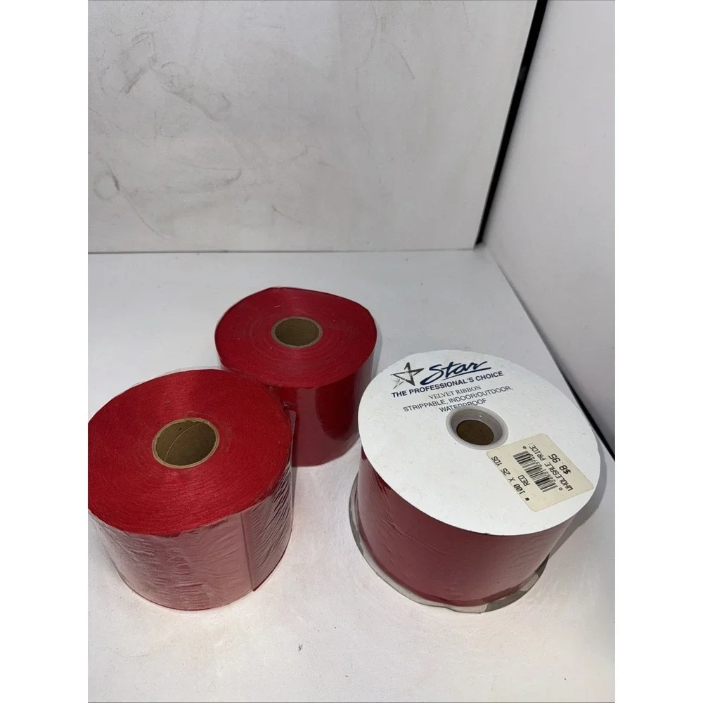 NEW LOT OF 3 UNWIRED VELVET #9 HOLIDAY RED RIBBON 4